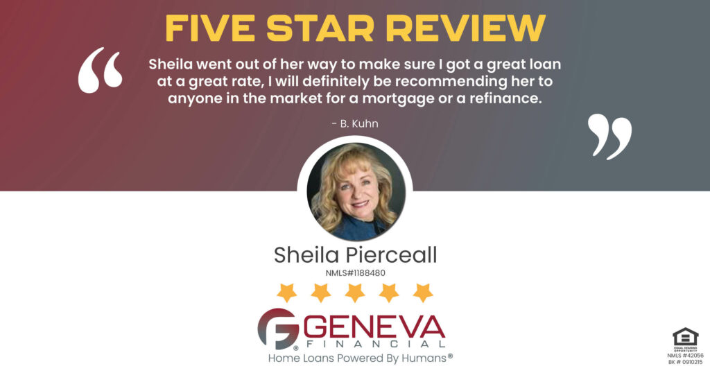 5 Star Review for Sheila Pierceall, Licensed Mortgage Loan Officer with Geneva Financial, Lexington, Kentucky – Home Loans Powered by Humans®.