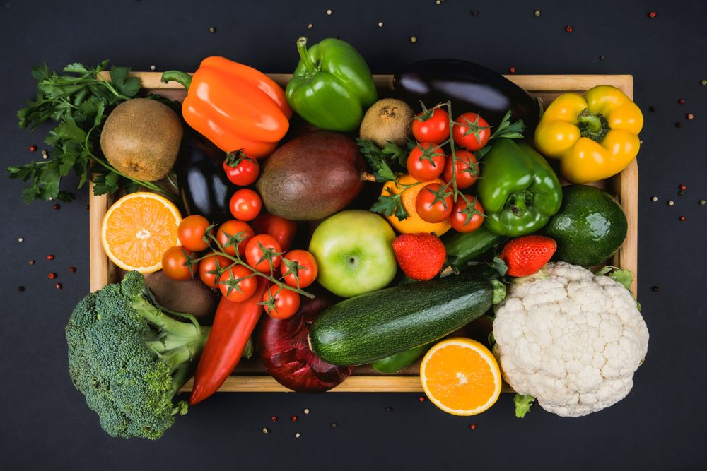 Mixed vegetables on tray