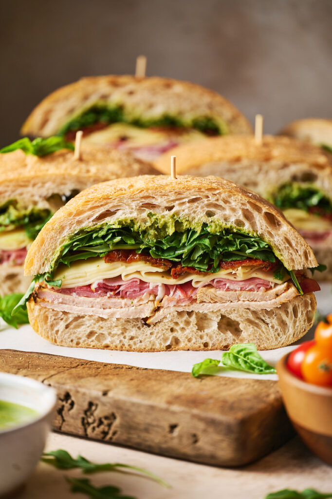 Italian Turkey Club Pesto Sandwich