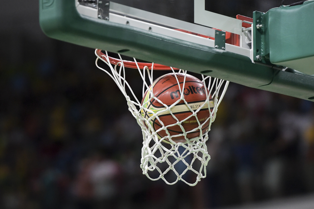 basketball going in net