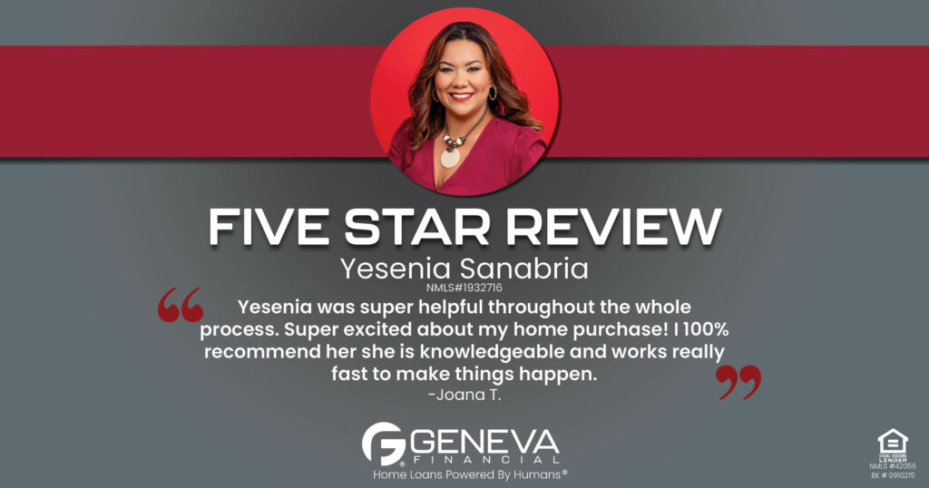 Review for Yesenia Sanabria, Mortgage Loan Officer with Geneva Financial, Arkansas – Home Loans Powered by Humans®.